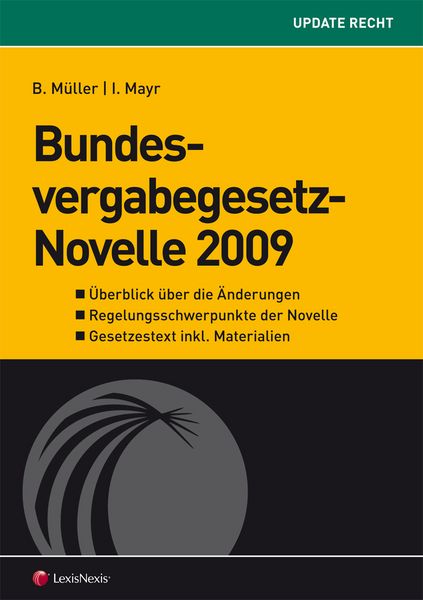 Bild: Titelbild des Buches "Bundesvergabegesetz-Novelle 2009" (öffnet in neuem Fenster)